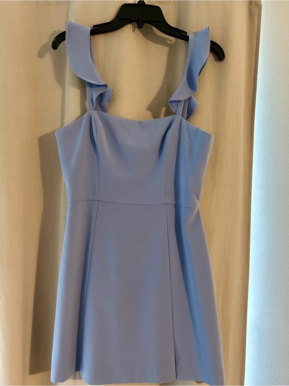 French Connection Pale Blue Square Neck Dress with Ruffle Straps